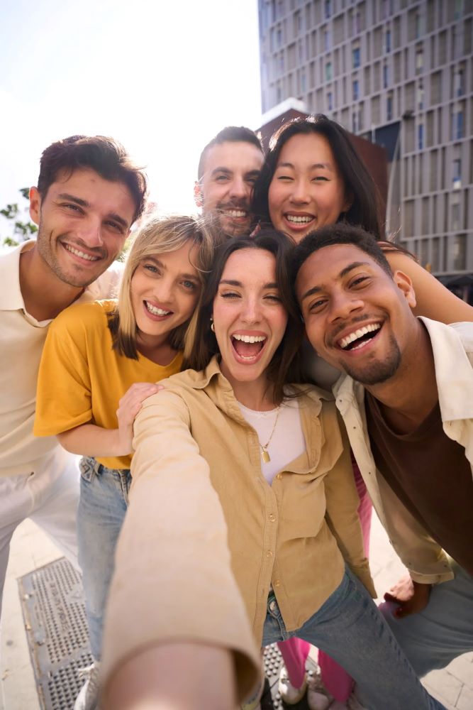 Happy group after anxiety treatment